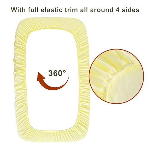 Image of NTBAY 2 Pack Muslin Cotton Mini Crib Sheets, Soft and Breathable Double Layer 24x38 Baby Crib Sheets for Mini Crib and Toddler Mattresses, Boys, Girls, Unisex, Light Yellow, 24x38 Inches
