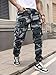 WDIRARA Men's Camo Print Drawstring High Waist Cargo Pants Streetwear Joggers with Pockets Black Small