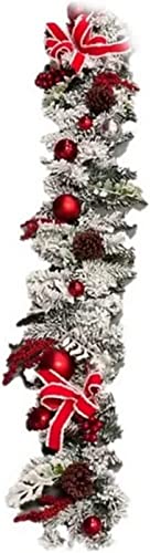 Couronne de Noël en rotin de 120 cm avec flocage pour décoration de porte