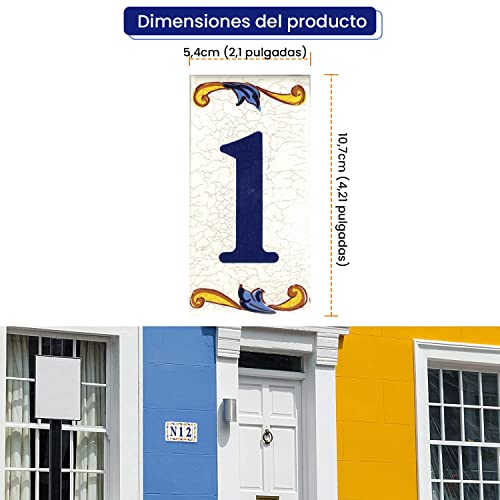 TORO Del Oro House Numbers and Letters Tile Ceramic Calca Craquelé Style Names & Addresses Medium Craquelé Design 5x10 cm, multicolour - Image 2