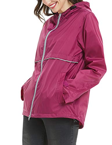 SUNDAY ROSE Women Rain Jacket Lightweight Waterproof Raincoat Hooded Windbreaker2