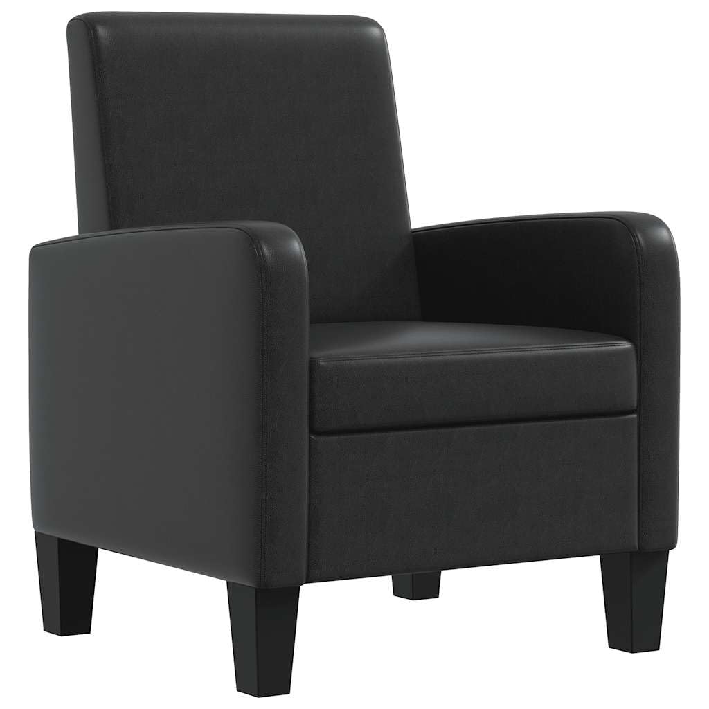 Sillón ergonómico de piel sintética en color negro, acolchado suave con marco de madera de pino, ideal para salones y salones, carga máxima de 110 kg.