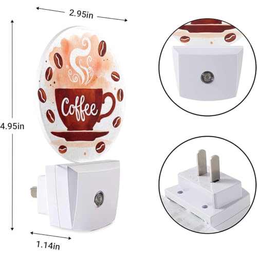 Image of EKOBLA Coffee Theme Night Light, Dusk to Dawn Sensor, Coffee Cup and Bean Wall Plug-in Night Lamp, Warm White Night Lights Plug Into Wall for Home Decor, Gifts for Coffee Lovers