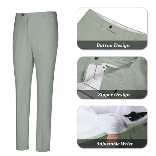 Image of Men's Linen Suit 2 Piece Slim Fit Summer Beach Wedding Prom Party