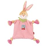 Buntes Schmusetuch für Babys und Kleinkinder, Fröhlicher Hase mit Halstuch, Das ideale Geschenk zur Geburt oder Taufe