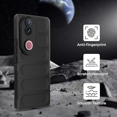 Image of A rtistque Back Cover Case for iQOO Z10R 5G / Vivo V50 5G / Vivo T4R 5G / V50E 5G / V50 Elite Edition | with Inner Fabric | Stylish AirBag Case | Liquid Silicone | Anti Slip Grip | Back Cover - Black