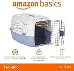 Amazon Basics 2-Door Transporteur de transport de chats à bord durs, 48.26 cm, gris & bleu