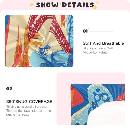 Image of Crib Sheet Breathable Soft Crib Mattress Sheet for Baby Toddler Boys Girls Fitted Crib Sheet Fit Standard Crib Mattress 52 x 28 Inch Bright Summer Beach Starfish