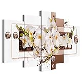 B&D XXL - Quadro 200x100 cm 5 Pezzi - Stampa su Tela Canvas con Struttura - Quadri Componibili Moderni Soggiorno Grandi - Murale Arte Decorazioni da Parete Decori - Fiori Astratto b-C-0150-b-o