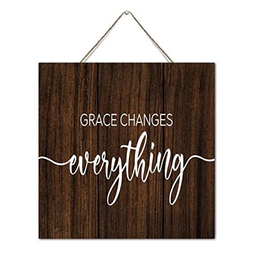 Cadre bois rétro Grace Changes Everything déco murale salon tableau humour 30x30