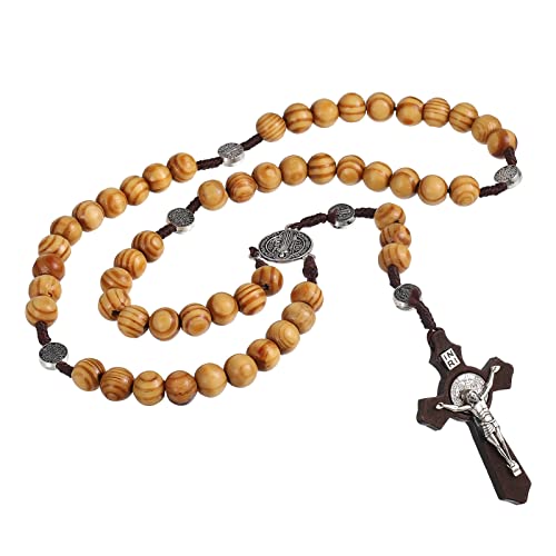 SOSPIRO Rosenkranz aus Holz Halskette Katholische Kette Kreuz Anhänger Halskette für Männer Frauen Kommunion Holz Halskette SOSPIRO Rosenkranz aus Holz Halskette Katholische Kette Kreuz Anhänger Halskette für Männer Frauen Kommunion Holz Halskette