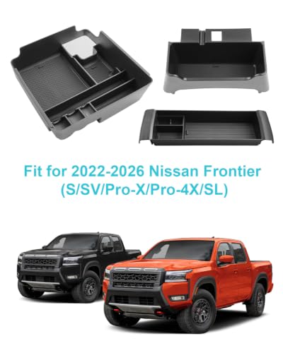 Image of CDEFG 3Pcs for 2022-2026 Nissan Frontier Center Console Organizer Tray | for 2022-2025 2026 Nissan Frontier (S /SV /Pro-X /Pro-4X /SL) Accessories Middle Console Tray & Armrest Hanging Storage Box