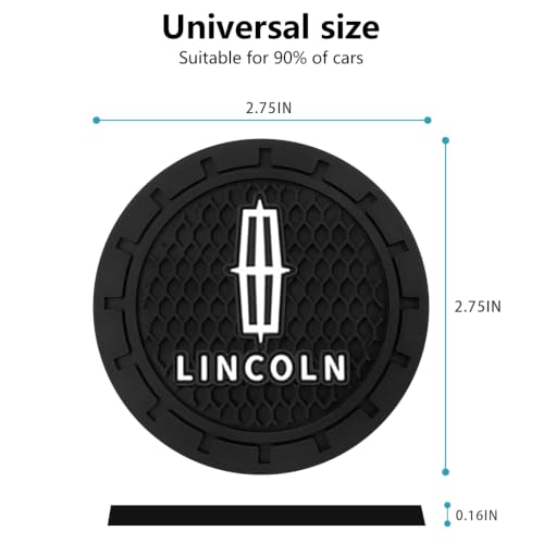 Image of Black Silicone Car Coasters for Lincoln Series Series Non-Slip Car Cup Holder Coasters,Car Interior Accessory for Car Cup Holder 2.75IN 2Pack