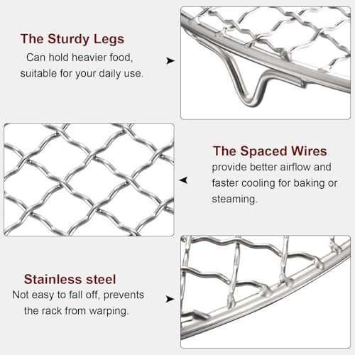 HARFINGTON Round Cooking Rack 16.7-inch Stainless Steel Cross Wire Barbecue Grill Net with 20mm Legs for Cooking Baking Steaming BBQ