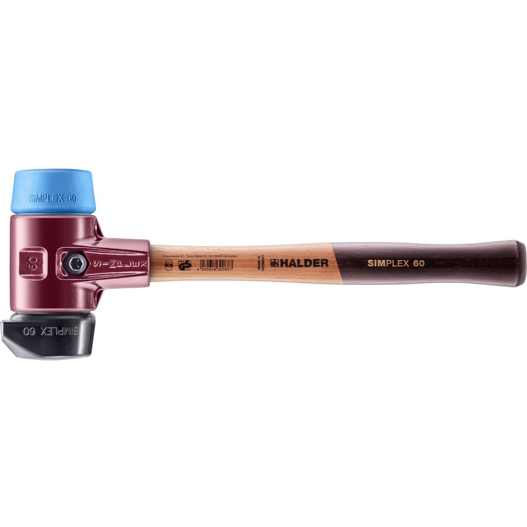 Maillet SIMPLEX, Caoutchouc chargé, avec pied intégré/TPE souple, avec boîtier en fonte malléable et manche en bois de haute qualité | D=60 mm | 3012.260