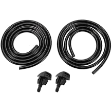 Windshield Washer Nozzle for DAIHATSU No.85381B1100 Front Windshield Spray Nozzles Wiper Spray Washer Jet Black with 2 Pcs 1 Meter Fluid Hose 1 Set