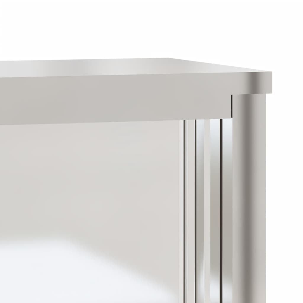 vidaXL Armoire Murale de Cuisine avec Portes Coulissantes, Placard Suspendu avec Compartiment, Meuble de Rangement Restaurant, INOX