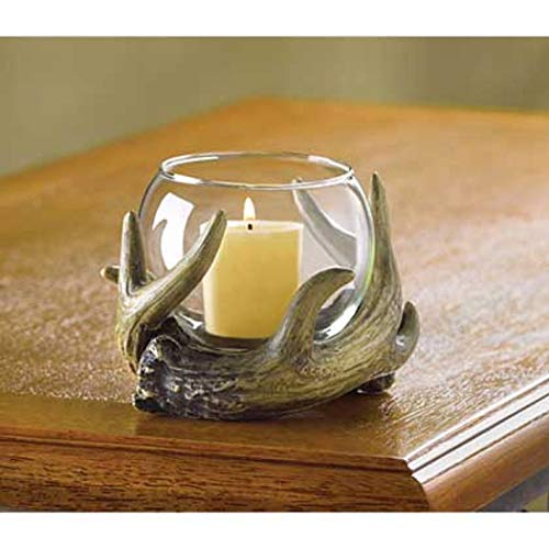 Wakatobi Deer Antler Hunting Lodge Rustic Country Western Statue Votive Candle Holder #TOP26
