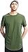 Bertte Mens Hipster Hip Hop Basic Longline Curved Hem Crewneck Short Sleeve T-shirt, Solid Color Army/Military Green, Medium