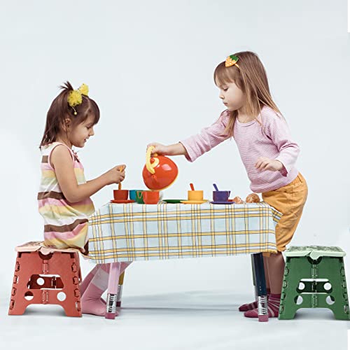 Pinkunn 6 Pcs Kids Folding Step Stool For Toddlers 7 Inch Plastic Nonslip Foldable Step Stool Holds Up To 110 Lbs With Handle Lightweight Folding Foot Stool For Bathroom Sink Kitchen #TOP4