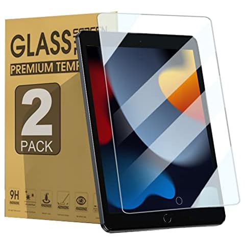 zenrich [2 Pack Screen Protector for iPad 9th / 8th / 7th Generation, iPad 10.2 inch Tempered Glass Screen Protector 2021/2020/2019, 9H Hardness HD Film, Bubble Free & Case Friendly Cover