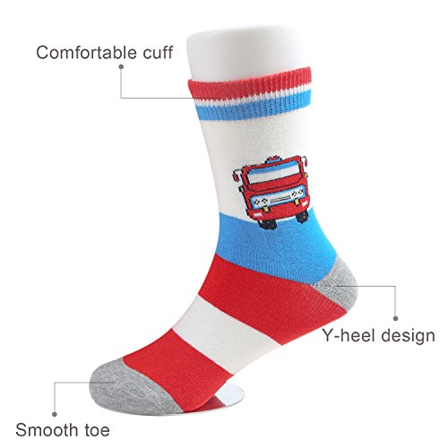 Sunbve 5 Pack Toddler Little Boys Cars Cute Cotton Ankle Socks Cars Shoe Size 9.5-12.5 Little Kid / 4-6 Years #TOP5
