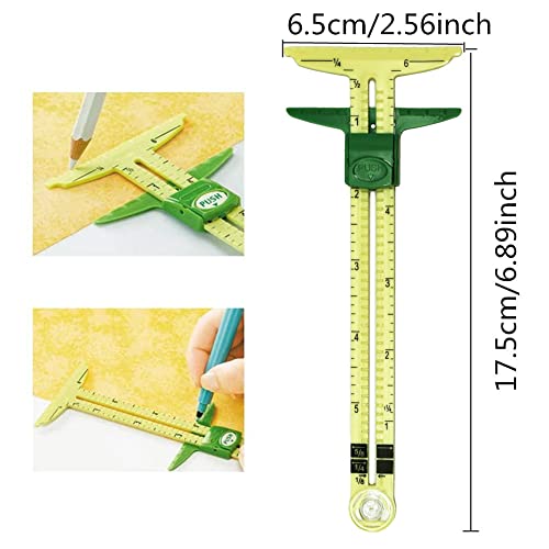 Fbshicung 2 Pieces of 5-in-1 Sliding Gauge Measuring Sewing Ruler Tool for Sewing Quilting Crafts Marking - Thumbnail 2