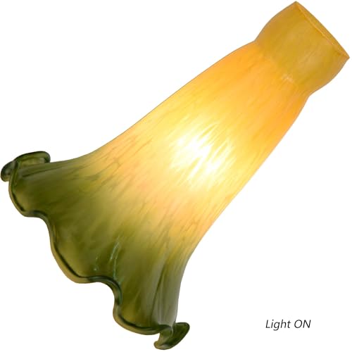 Bieye LS15S Lily Flower Blown Glass Lampshade (Yellow Green, Opening I.D. 0.87" x O.D. 1") by Bieye - Used condition - Image 2