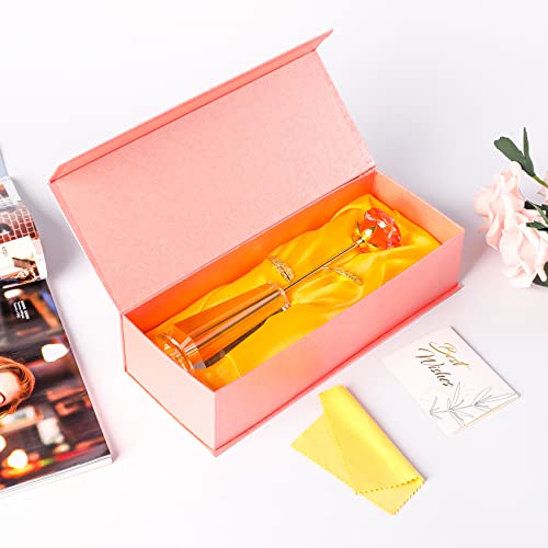 結婚記念日 プレゼント 妻 彼女 へ 人気 【正規品】 K9クリスタル バラの花 枯れない花 & クリスタル花瓶スタンド (ピンク) [5]