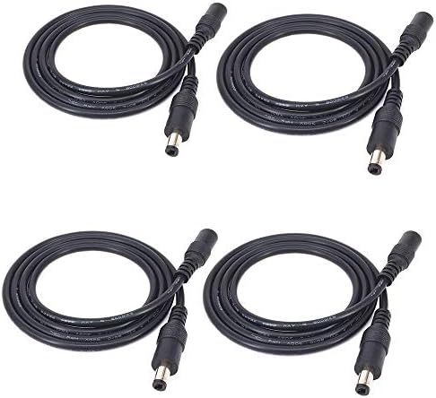 DC Extension Cable, Black, 4pcs/Pack, 1m/3.28ft, 5.5mm x 2.5mm
