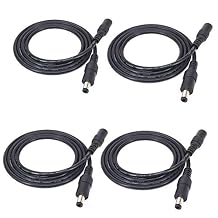 4pcs/pack1m/3.28ft Black 5.5mm x 2.5mm DC Plug Extension Cable DC Extension Cable Cord with Male to Female Connectors DC Power 12V Barrel Male Plug Connector
