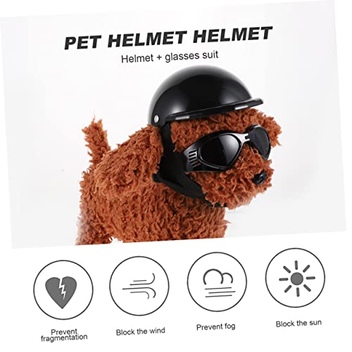 Casque et lunettes pour chien accessoire sécurité animaux noir
