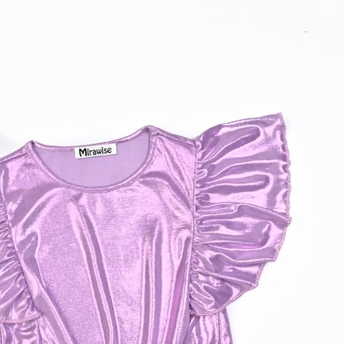 Mirawise Girls Shirts Metallic Tops Clothes Tshirt Ruffle Short Sleeve Tee Size 6-143