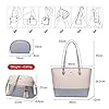 LOVEVOOK Sac à Main Femme Sac à épaule Sac à bandoulière Grand sac fourre-tout pour femme pour Collège Affaires, Ensemble 3 pièces sac à main Cuir PU végétalien Gris clair Foncé #2
