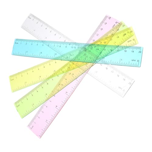 HORIALENCE 5個幾何定規 入り カラフルプラスチック製 精密計測ツール 学生 デ