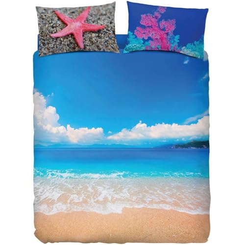 Bassetti Juego de funda nórdica para cama de matrimonio extra 250 x 200 + 40 cm y dos fundas de almohada 50 x 80 cm, no incluye sábana bajera (EX240 Honolulu)