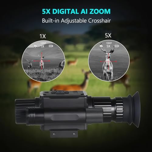Suzlazyr Visore Notturno Digitale NK008 Per La Caccia, Mirino A Infrarossi, Fotocamera Monoculare Zoom 5X Con Reticolo Registrazione Video Hd 1080P - 4