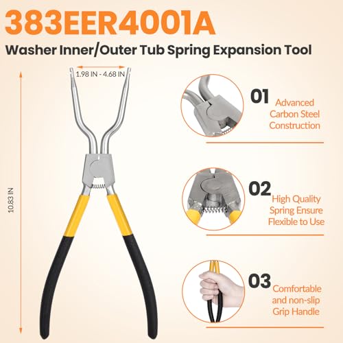383EER4004A/383EER4001A Washer Spring Expansion Removal Tool for LG Samsung Whirlpool and Kenmore 4986ER0004F/B/G Washing Machine Inner Outer Door Boot Seal Spring Clamp Removal Tool