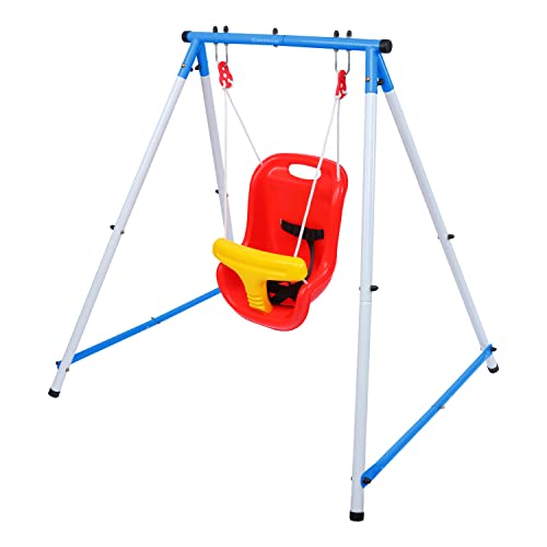 RAH Conjunto de columpio para niños con marco de acero para interiores y exteriores con asiento de seguridad Cover