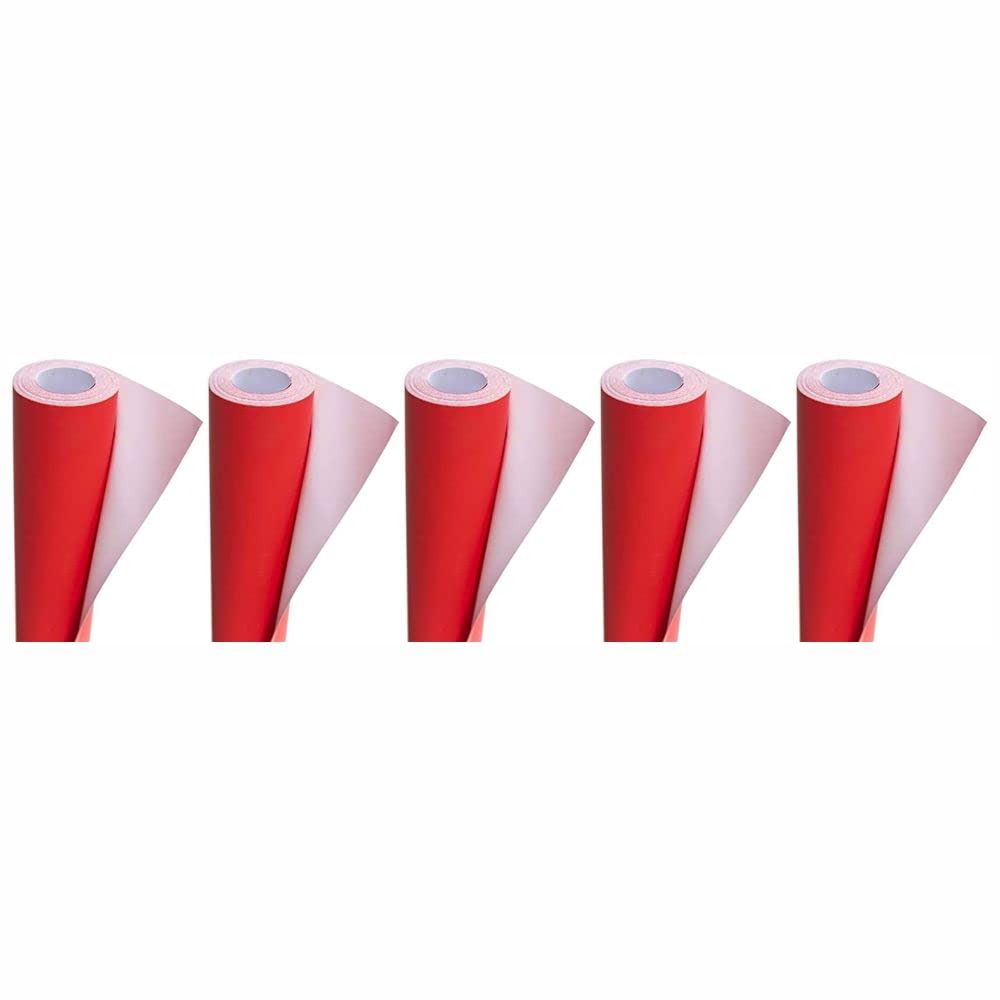3 Ace Crafts (Pack of 5) Poster Paper Roll (Scarlet) Approx 76cm x 10m for Gift Wrapping, Craft, Packing, Parcel, Party Decoration, Table Runner, School Notice Boards, Display and Card Making