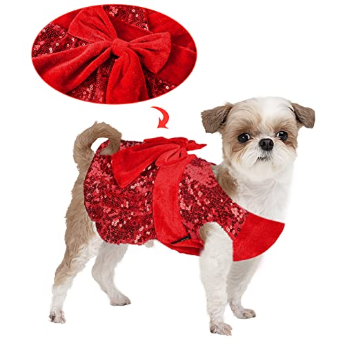 Dog Clothes For Small Dogs Girl Puppy Skirt Dogs Dress Princess Gauze Dress, Pet Clothes Holiday Festival Puppy Outfits Pet Apparel (X-Small Bust 11.02") #TOP3