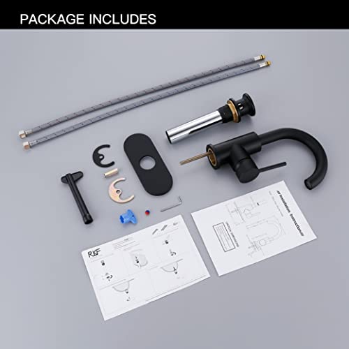 Rkf Single-Handle Bathroom Sink Faucet, Swivel Spout, With Pop-Up Drain With Overflow And Supply Hose,Bar Sink Faucet,Small Kitchen Faucet Tap,Matte Black,Bf3501P-Mb #TOP4