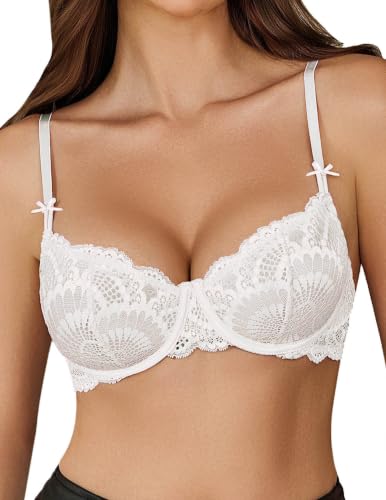 Image of Avidlove Women's Sexy Lace Bra Sheer Underwire Unlined Balconette Everyday Bras Lingerie