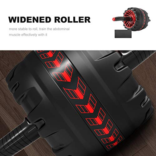 BESPORTBLE – Roda de rolo de treinamento abdominal com tapete de joelho preto, rolo de treino abdomi