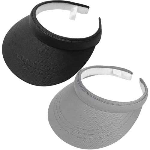 Image of 2 Pack Visor Women Men Sun Hat Clip On Visors Adjustable Sport Wide Brim Cap