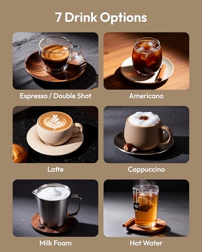 Image of Automatic Espresso Machine, 20 Bar Coffee Maker with Grinder Built in Milk Frother, 15-Grind Settings Fully Automatic Espresso Machine with Touch Screen, Auto Self-Cleaning for Cappuccino & Latte