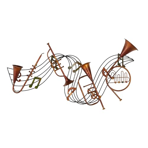 Deco 79 Metal Musical Notes Home Wall Decor Wall Sculpture with Trumpets, Wall Art 39
