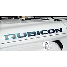 Rubicon Hood Graphic Vinyl Decal fits Jeep Rubicon JL/JT 2018-2026 Matte Black with 4xe Blue Outline Set of 2 BLU4XE | UV1R3