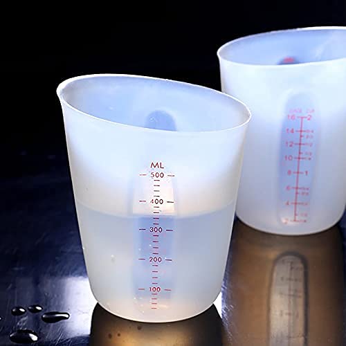 500 Ml (2 Cup) Collapsible Silicone Measuring Cup For Epoxy Resin Non Stick Flexible Squeeze & Pour Baking Cup Dishwasher Safe Bpa Free For Coffee Maker, Butter, Chocolate And More #TOP4