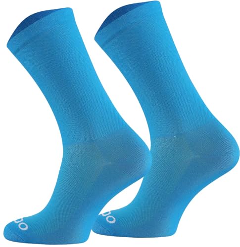 TODO Cycling Socks for Men and Women - Breathable Bike Socks, Professional Aero Single Color (Cycling Blue, 39-42)